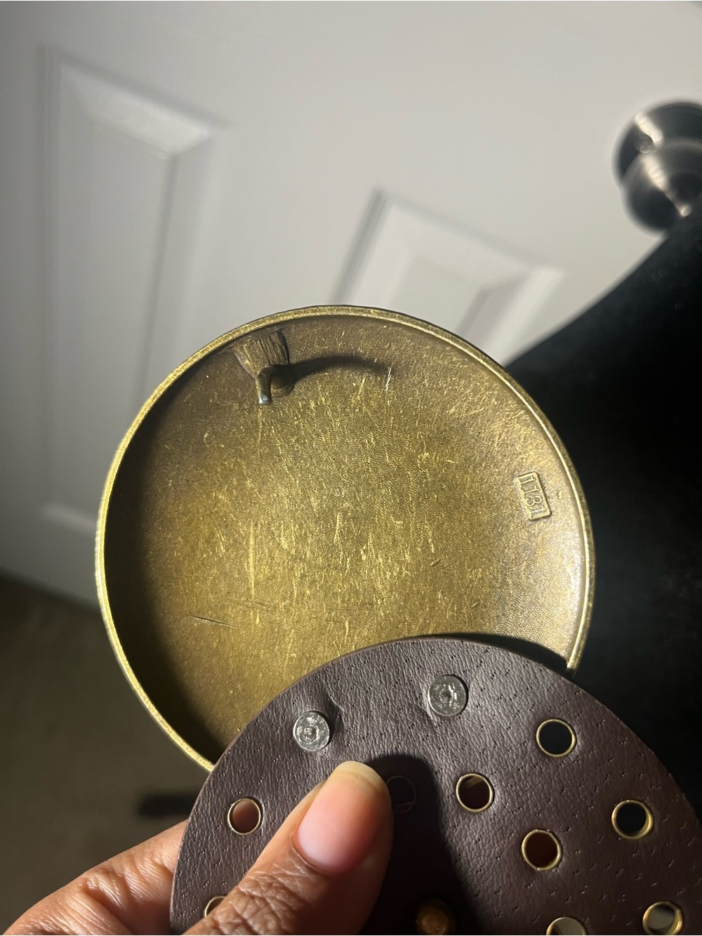 Boho Vintage Brown Leather Disc Statement Belt with Gold Medallions - Picture 4 of 4